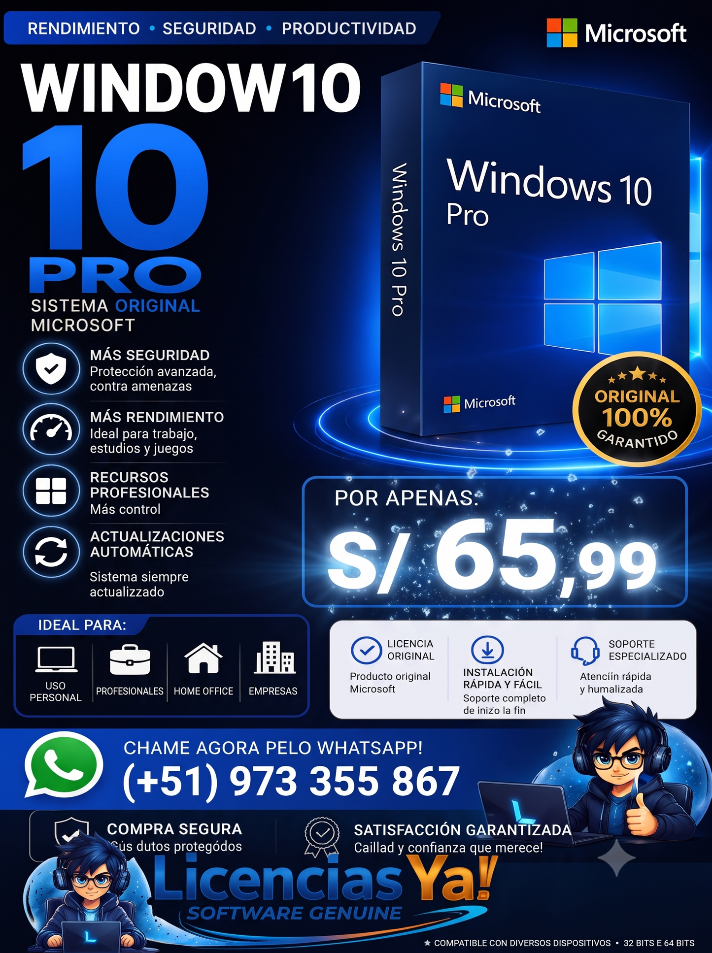 Windows 10 Pro 1 PC – Licencia Original | Activación Inmediata