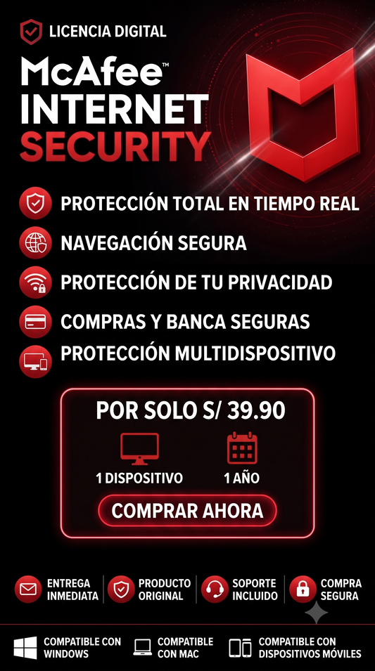 McAfee Internet Security 1 Año 1 Dispositivo