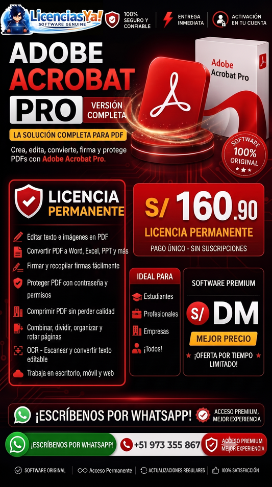 Adobe Acrobat Pro (PC) Suscripción Anual