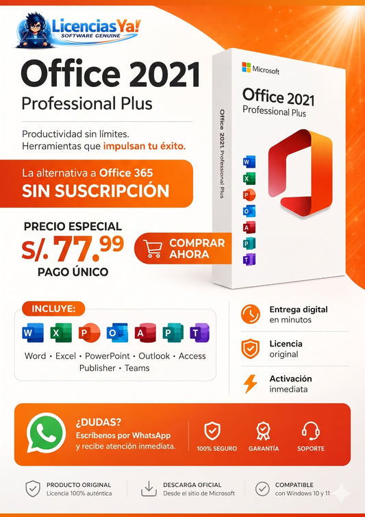 Microsoft Office 2021 Professional Plus – Licencia Permanente 1 PC